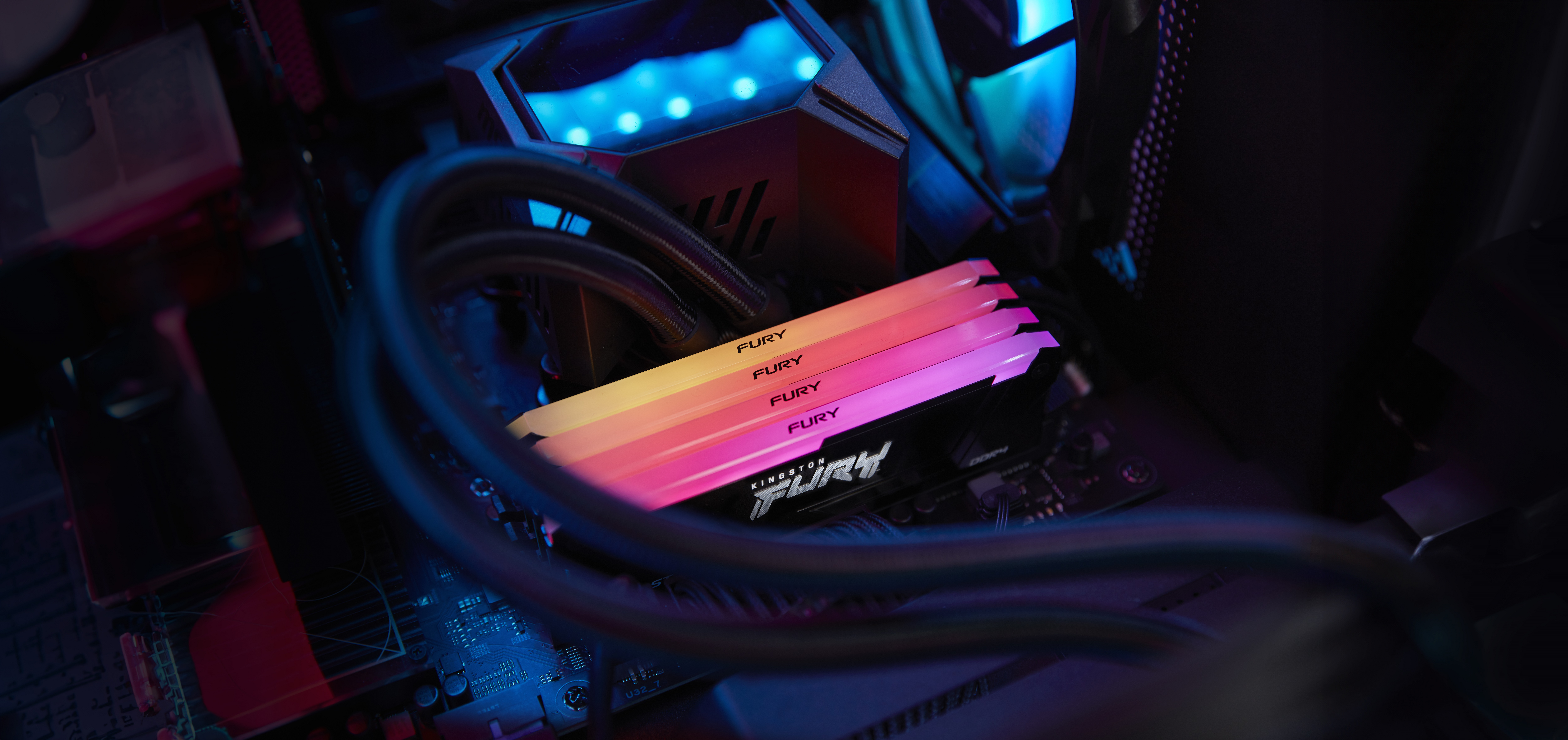 Memoria RAM DDR4 DIMM 16GB 3200MHz CL16, Kingston Fury Beast RGB, Color Negro. KF432C16BB2A/16