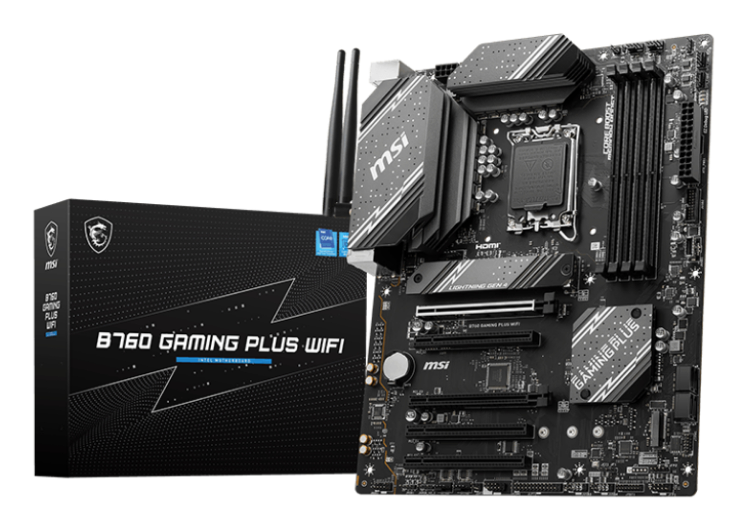 Motherboard LGA1700 ATX MSI B760 GAMING PLUS WIFI, 256GB RAM DDR5 Max, 2 M.2 PCIe 4, Wi-Fi 6E + BT 5.3