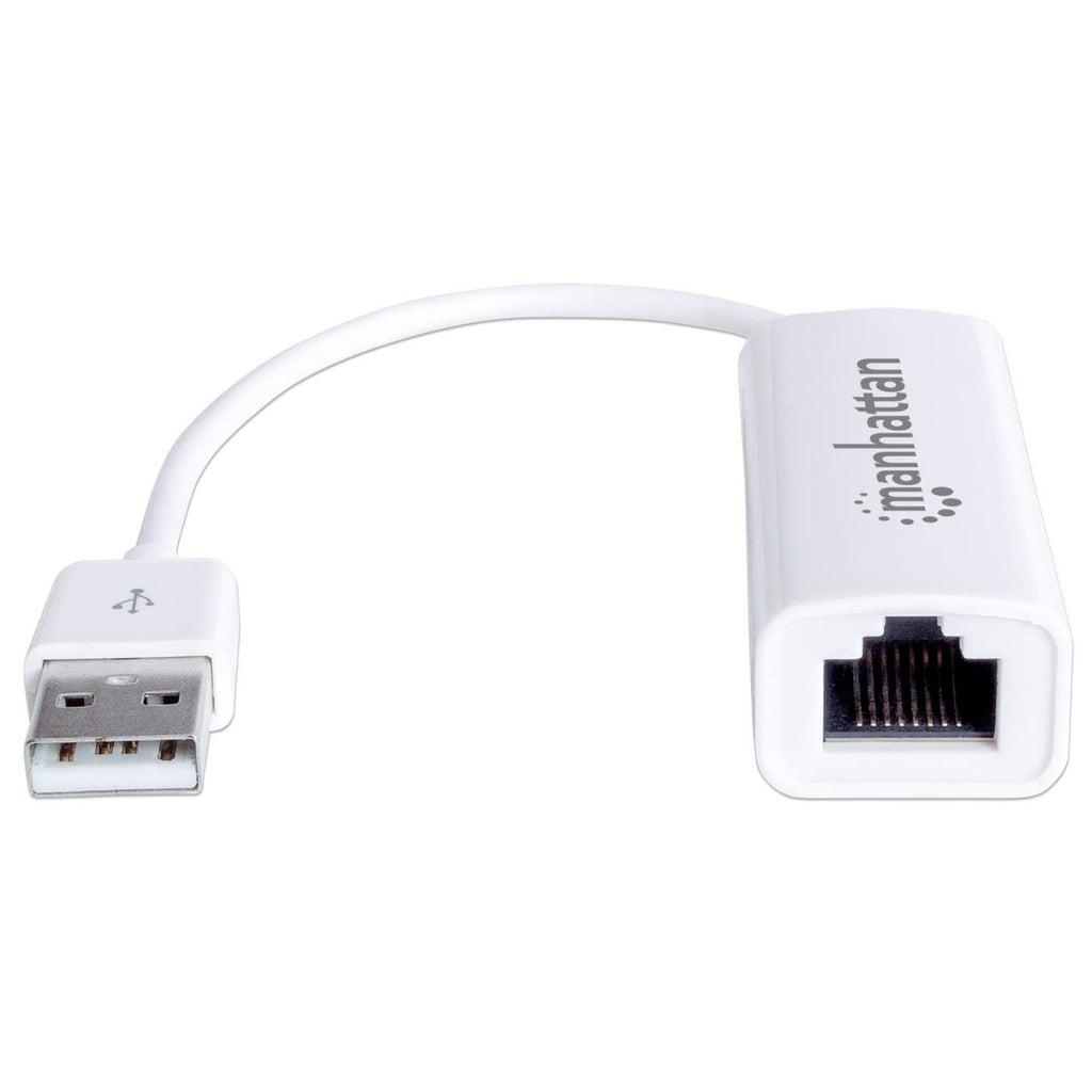 Adaptador Ethernet 10/100 de USB-A a RJ45 Manhattan 506731, Color Blanco