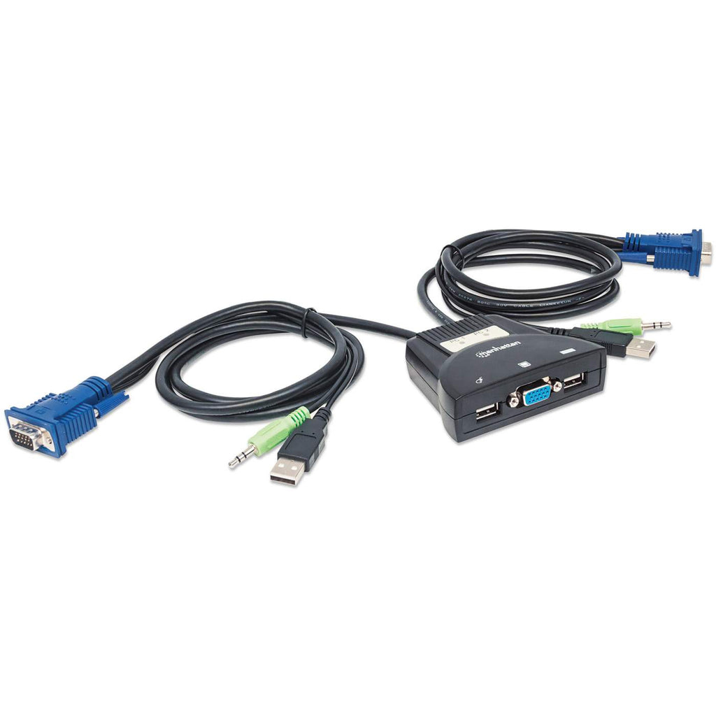 Mini Switch KVM 2 CPUs a 1 Monitor 1.2m Manhattan, Hasta 1920x1440, Conexión por VGA. 151245