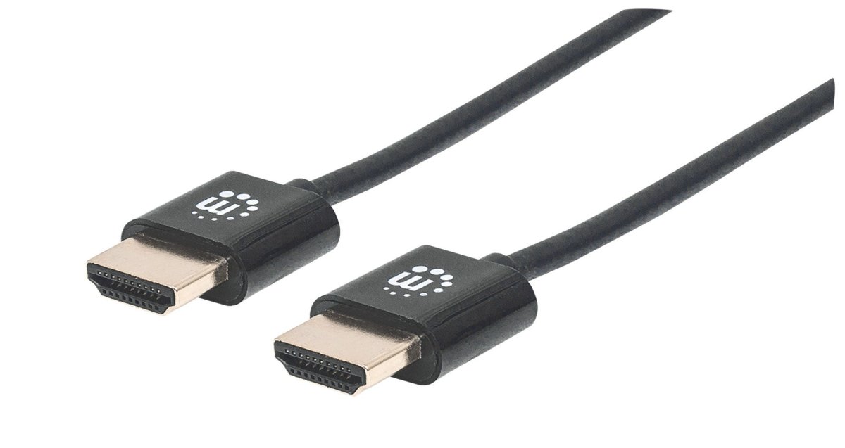 Cable de Video 1m HDMI a HDMI Manhattan 394352, 4K 60Hz, Cable Delgado, Chapado en Oro, Color Negro - imagen 1