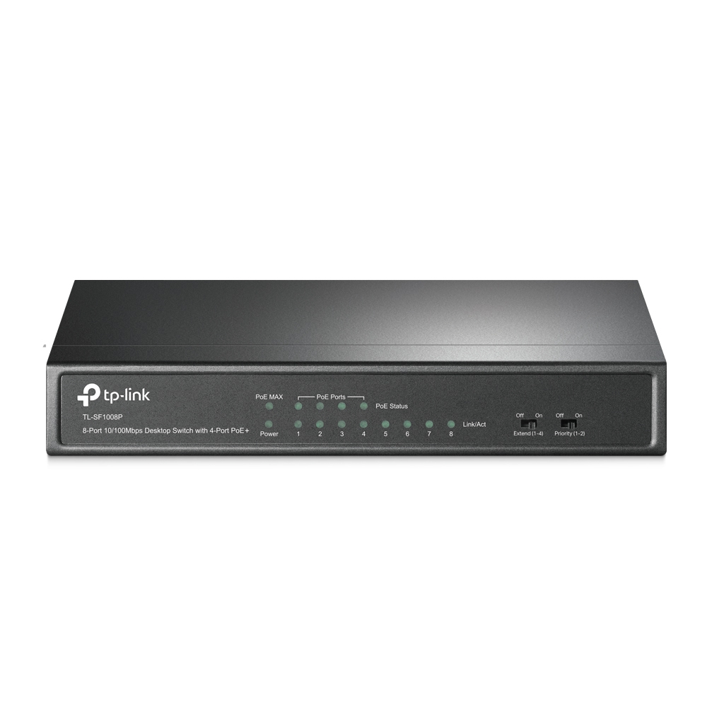 Switch 8 Puertos 10/100 PoE p/Escritorio Tp-Link TL-SF1048, 4 Ptos PoE 30W y 250m por puerto, Caja de Metal - imagen 1