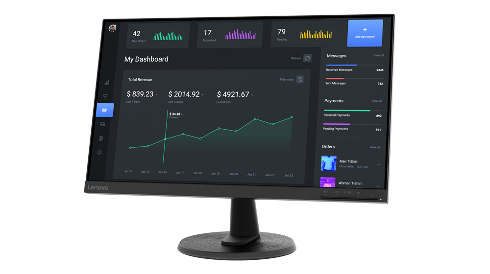 Monitor 24" 1920x1080 75Hz 7ms, Lenovo C24-40 LED, Panel VA, 1 HDMI 1 VGA, VESA - imagen 2
