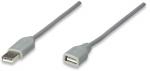 Extensión USB-A 2.0 3m Manhattan 317238, 12Mbps Color Gris
