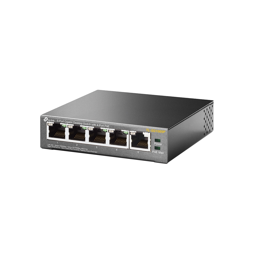 Switch 5 Puertos Gigabit PoE p/Escritorio Tp-Link TL-SG1005P, 4 Ptos PoE 30W y 250m por puerto, Caja de Metal - imagen 3