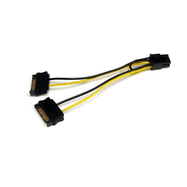 Cable Adaptador 15cm Alimentación SATA a Conector 6 Pines de Corriente de GPU PCI-E StarTech.com SATPCIEXADAP - imagen 1