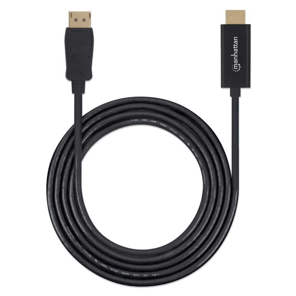 Cable Adaptador de Video 1m DisplayPort 1.1 a HDMI Manhattan 152662, 1080p 60Hz, Chapado en Oro, Color Negro - imagen 5