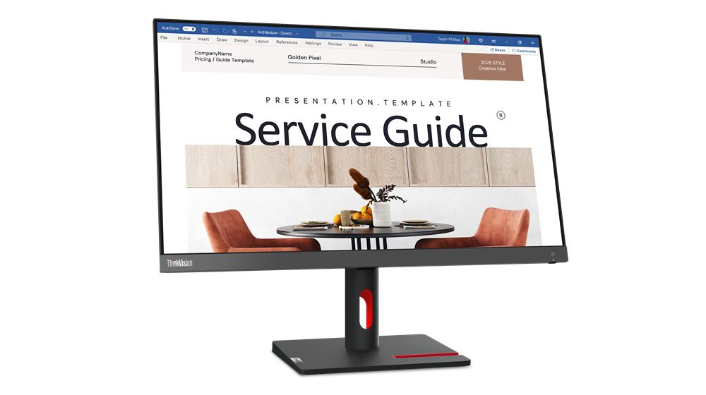 Monitor 24" 1920x1080 100hz 6ms, Lenovo S24I-30, Panel IPS, Freesync, 1 HDMI + 1 VGA, VESA 100mm, Negro - imagen 2