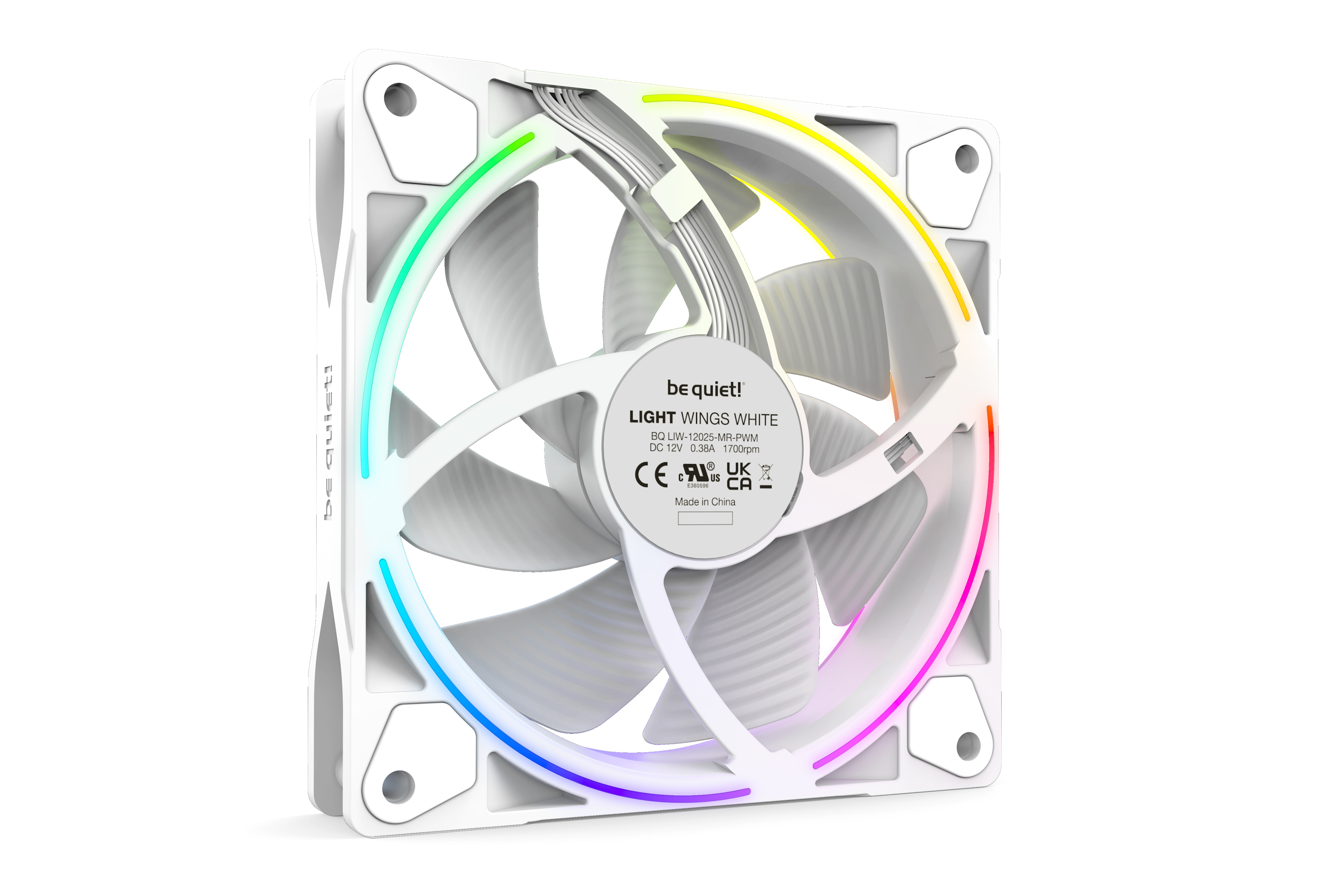 Kit de 3 Ventiladores 120mm Be Quiet! Light Wings PWM, 1700 RPM, ARGB, Color Blanco