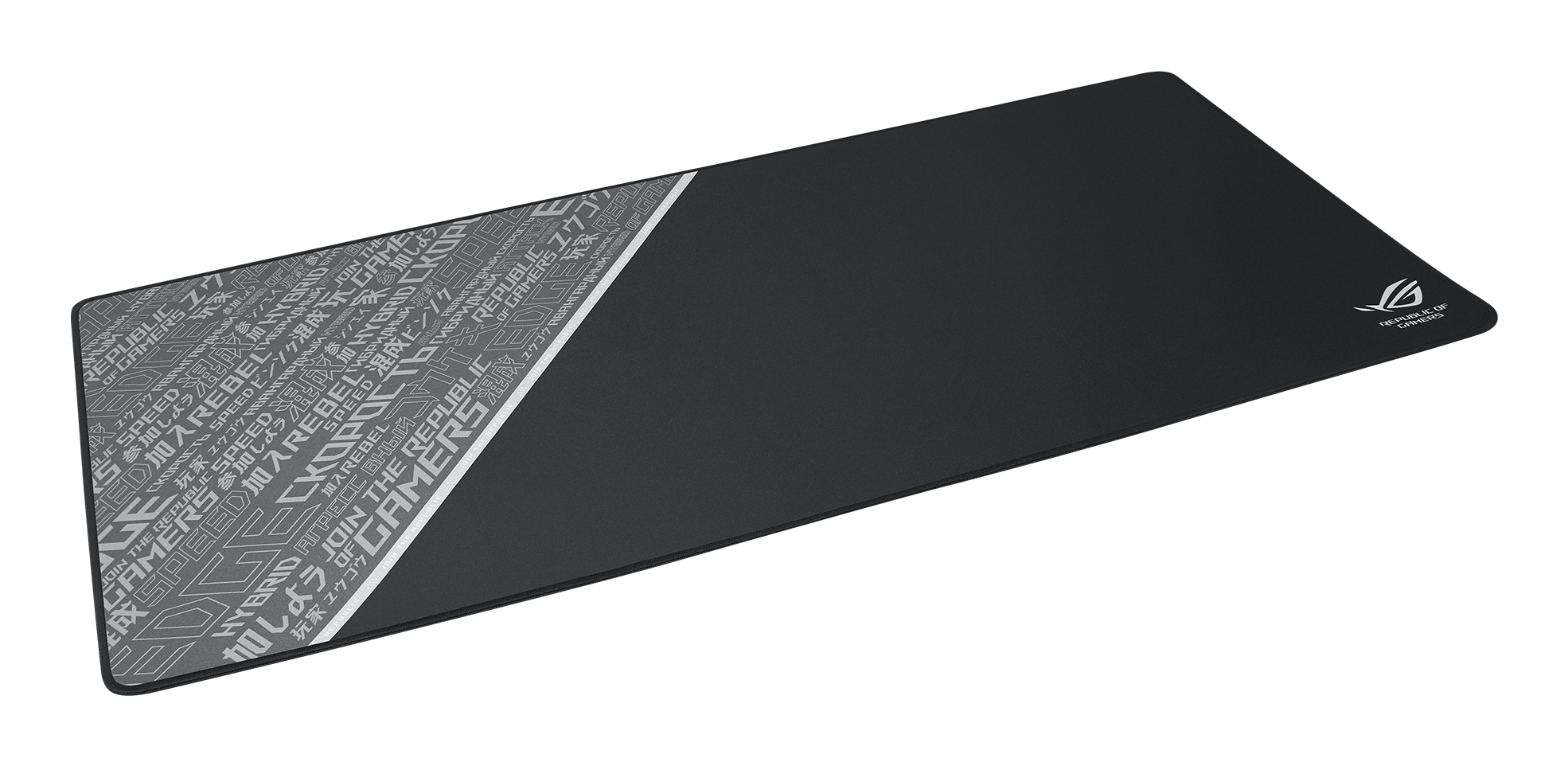 Mousepad Asus ROG Sheath BLK, Tela + Goma, 90cm x 44cm x 3mm, Bordes Cosidos, Color Negro/Gris - imagen 3