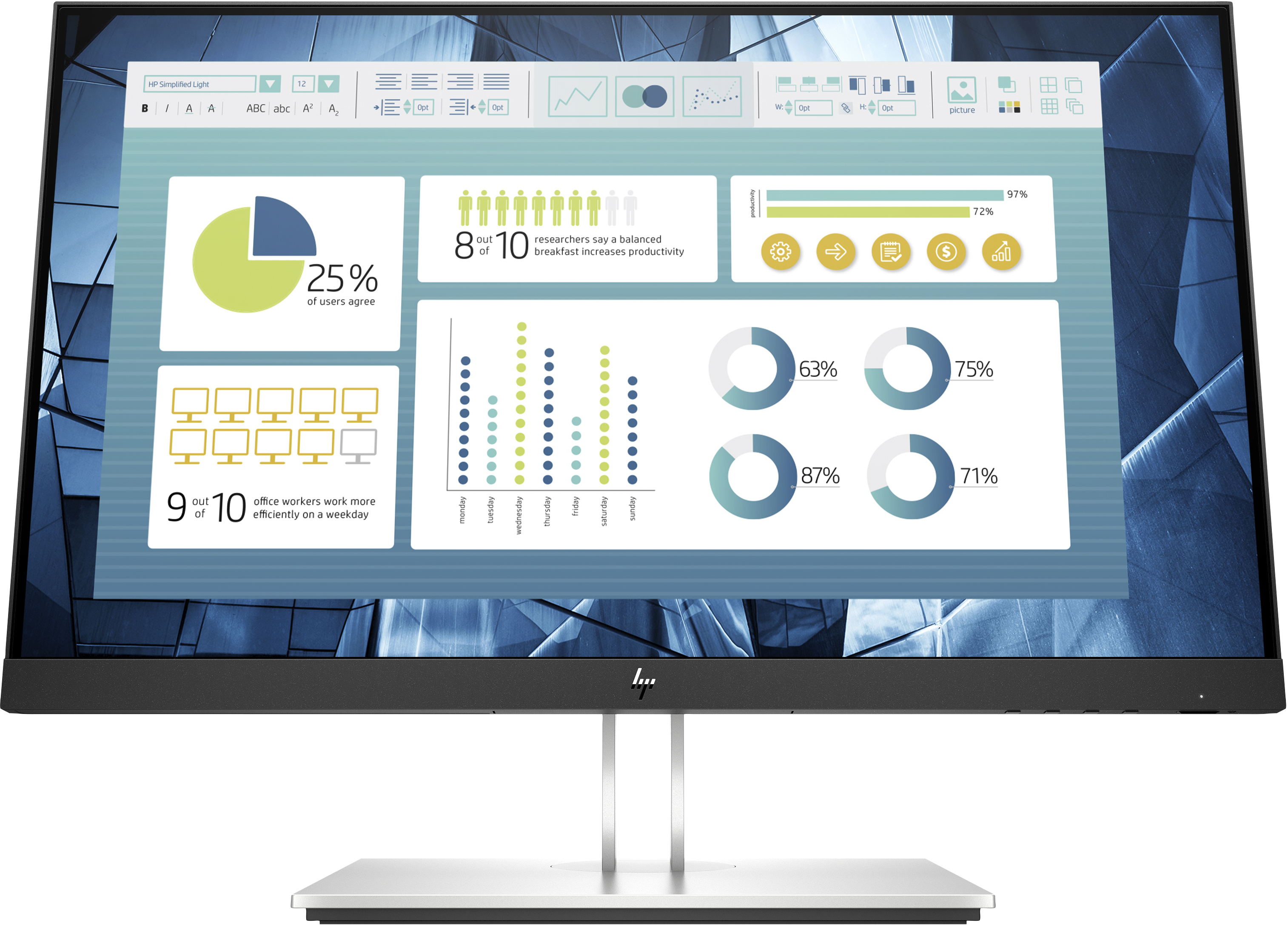 Monitor 22" 1920x1080 60Hz 5ms, HP Elite Display E22 G4, Panel IPS, 1 VGA 1 DP 1 HDMI 4 USB-A 3.2, Plata