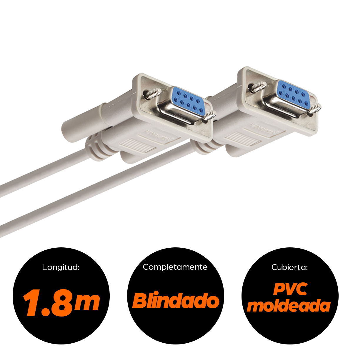 Cable Módem Nulo Manhattan 301404, DB9 Hembra a DB9 Hembra, 1.8m - imagen 4