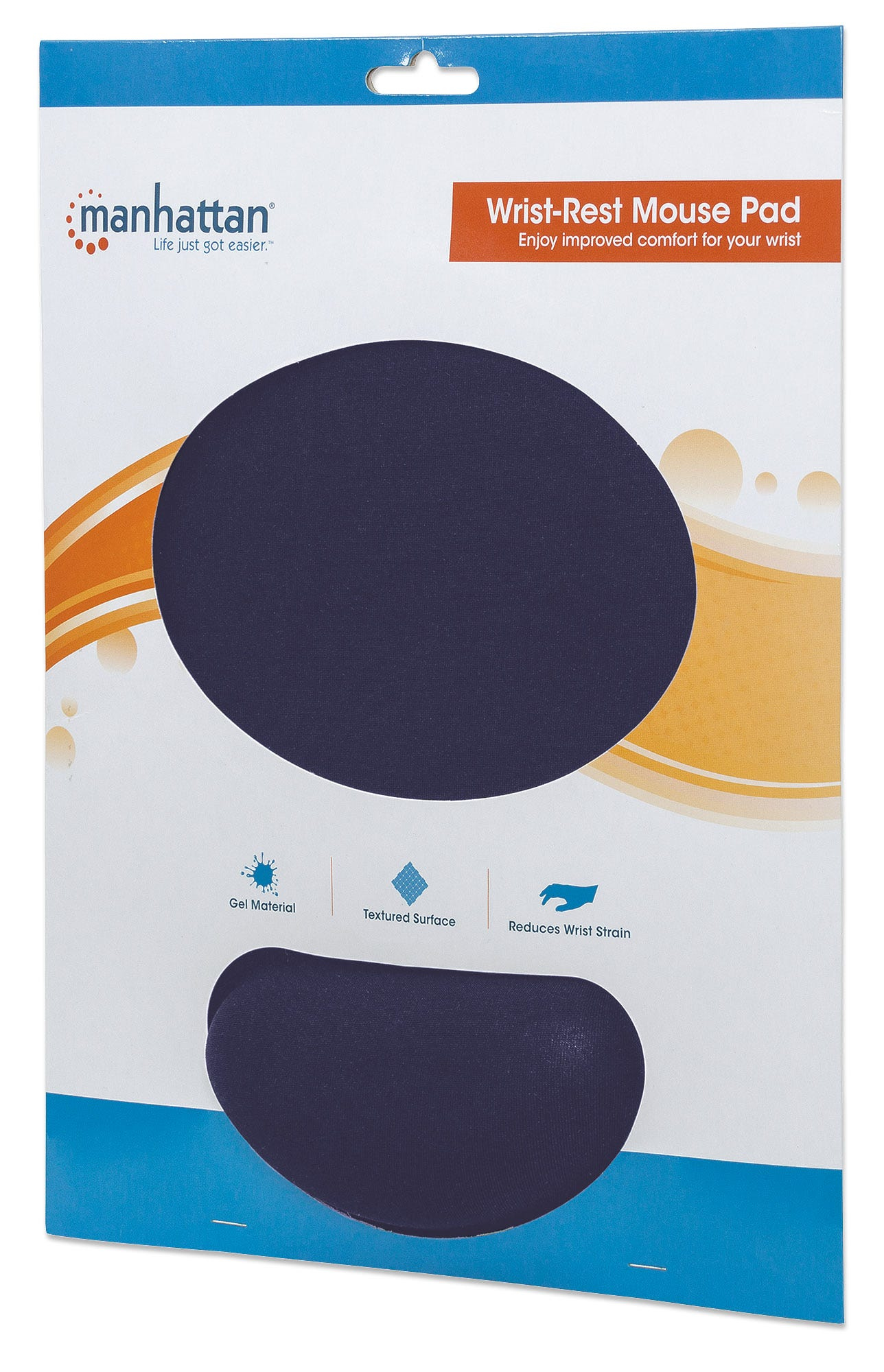 Mousepad con Reposamuñecas Manhattan 434386, Tela + Gel, 24cm x 20cm x 27mm, Impermeable, Color Azul - imagen 3