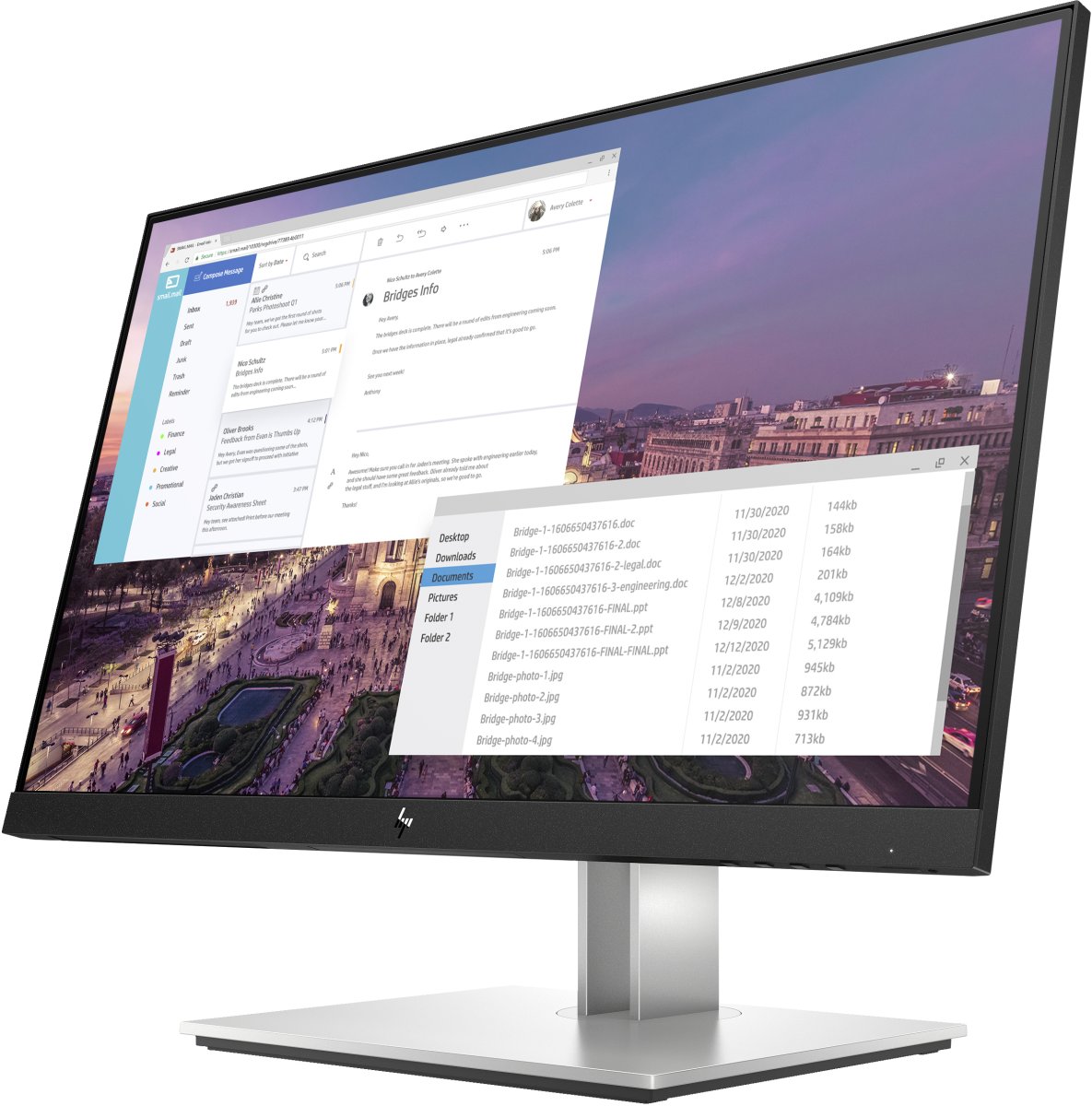 Monitor 23" 1920x1080 60Hz 5ms, HP E23 G4, Panel IPS, 1 HDMI + 1 DisplayPort + 1 VGA + 4 USB-A, VESA 100mm, Color Negro - imagen 2