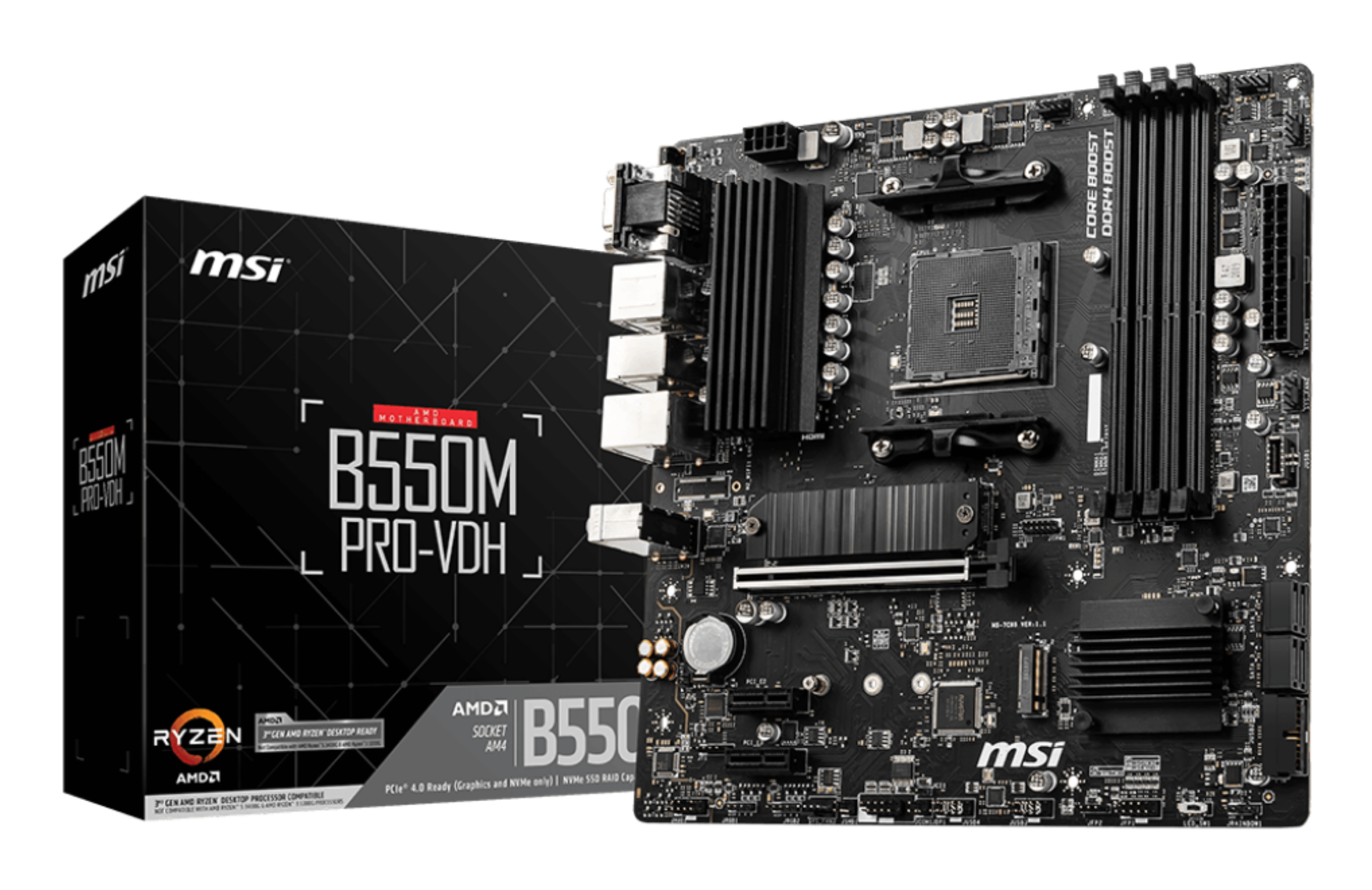 Motherboard AM4 Micro-ATX MSI B550M PRO-VDH, 128GB RAM DDR4 Max, 1 M.2 PCIe 4 + 1 M.2 PCIe 3 - imagen 4