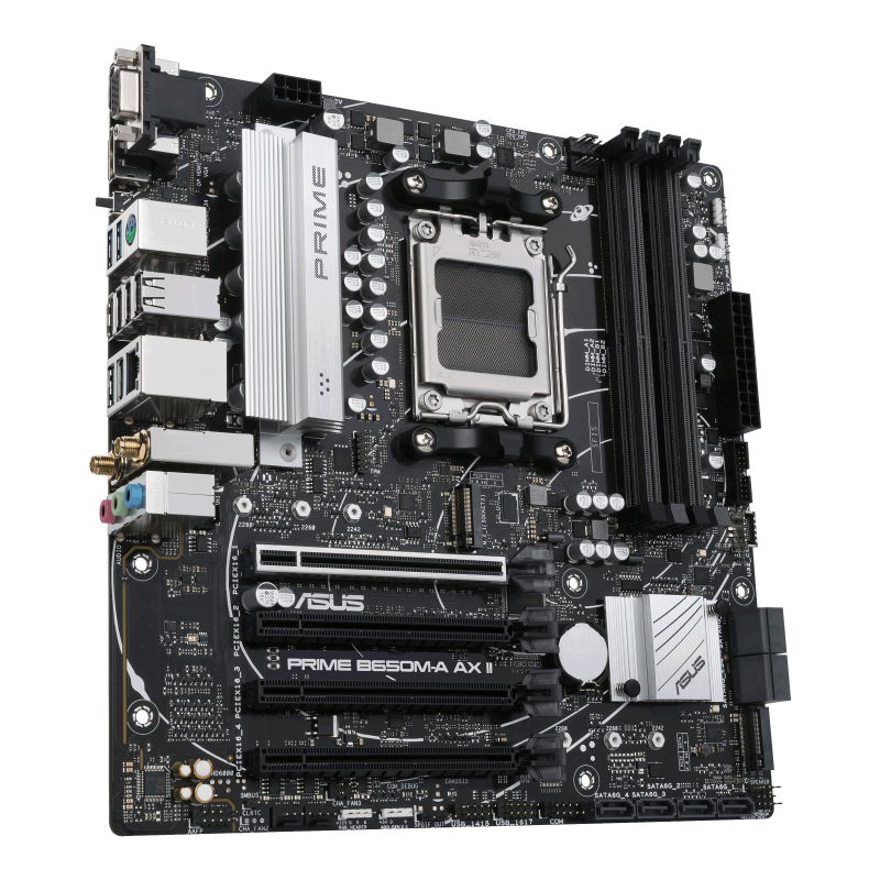 Motherboard AM5 Micro-ATX Asus Prime B650M-A AX6 II, 192GB RAM DDR5 Max, 1 M.2 PCIe 5 + 2 M.2 PCIe 4, Wi-Fi 6 + BT 5.3