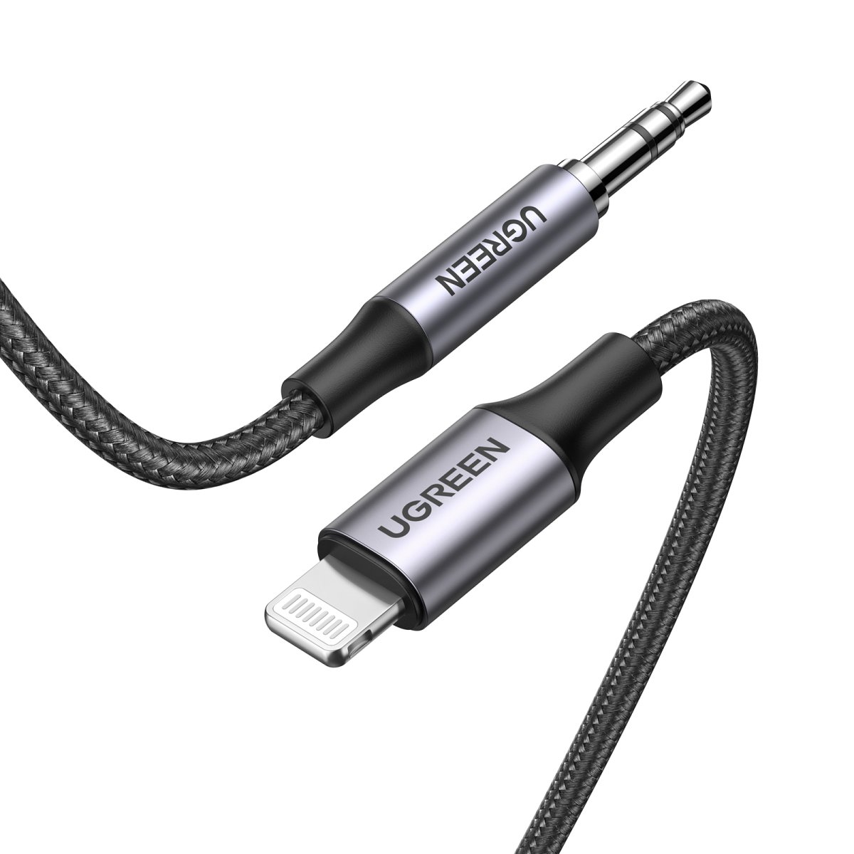 Cable de Audio Lightning a Auxiliar 3.5mm 1m Ugreen 70509, Certificacion Apple Mfi, Cubierta de Nylon Trenzado - imagen 2