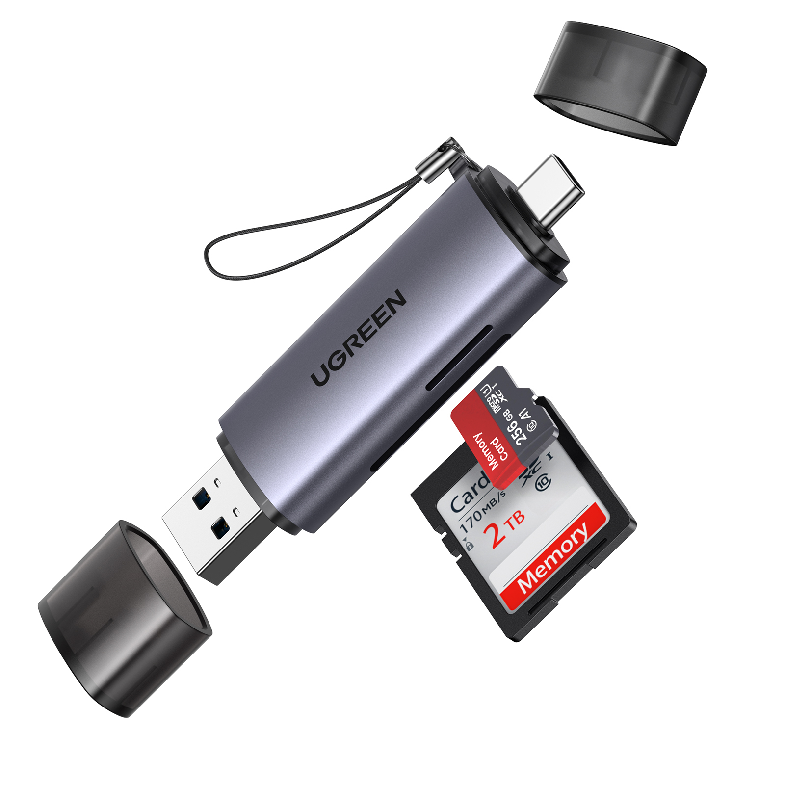 Lector de Memoria (OTG) USB-C Ugreen 50706, TF, SD, Micro SD, SDXC, SDHC, MMC, RS-MMC, Micro SDXC, Micro SDHC, UHS-I