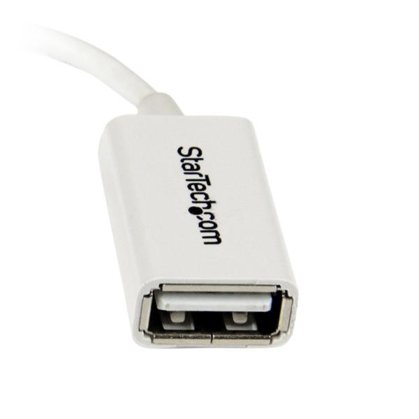 Adaptador OTG Micro-USB Macho a USB-A 2.0 Hembra 13cm Startech UUSBOTGW, 480Mbps, Color Blanco - imagen 3