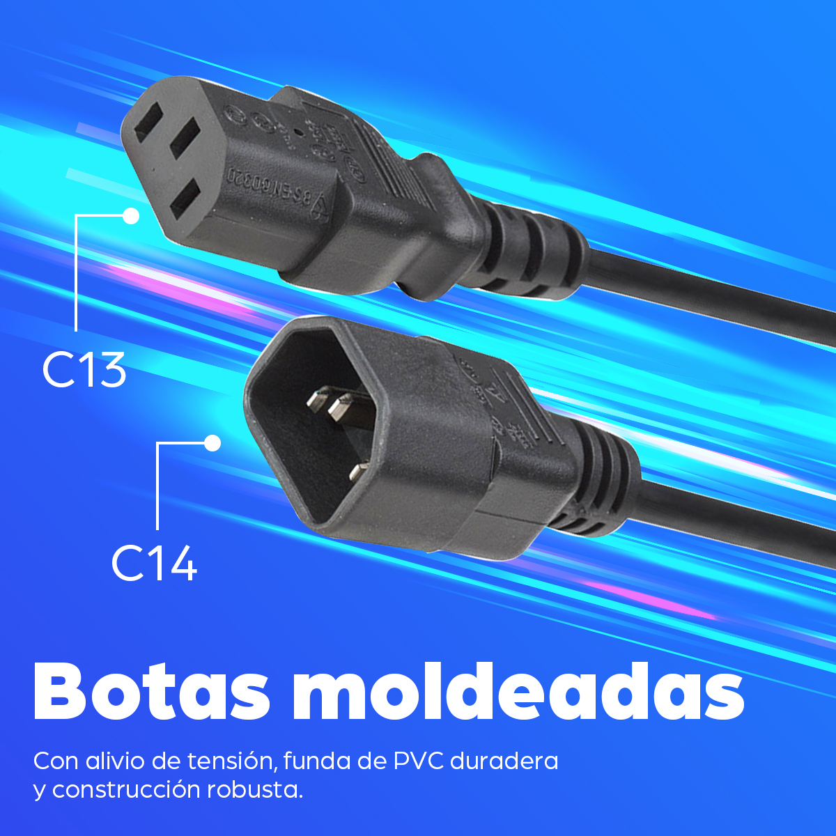 Cable de Corriente Manhattan 301152, C14 Macho a C13 Hembra (Monitor a CPU), 1.8m, Color Negro