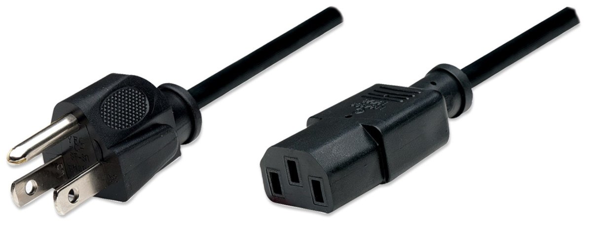 Cable de Energía Interlock 1.8m NEMA 5-15P a C13, Manhattan 300179, Color Negro - imagen 1