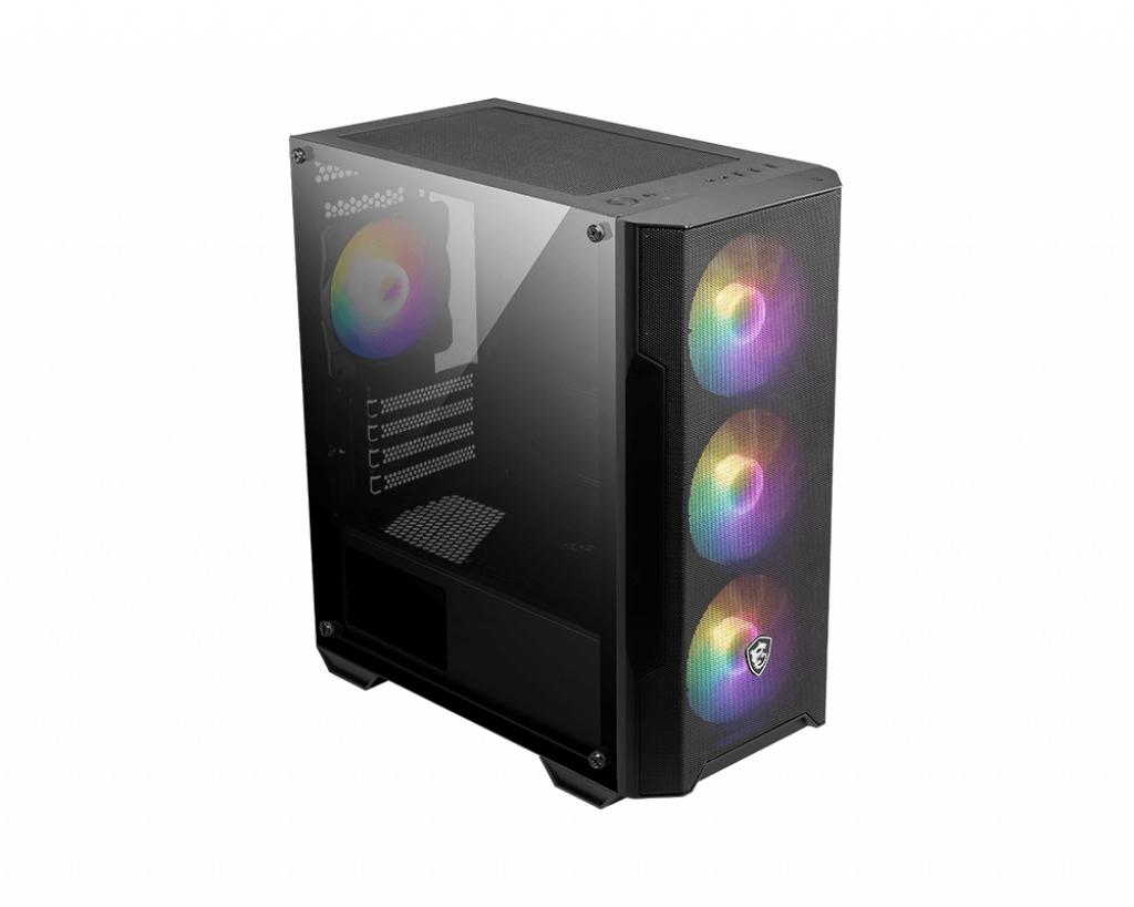 Gabinete Micro-ATX MSI MAG FORGE M100A, Incluye 4 Fans 120mm RGB, Radiador 240mm Max, Color Negro