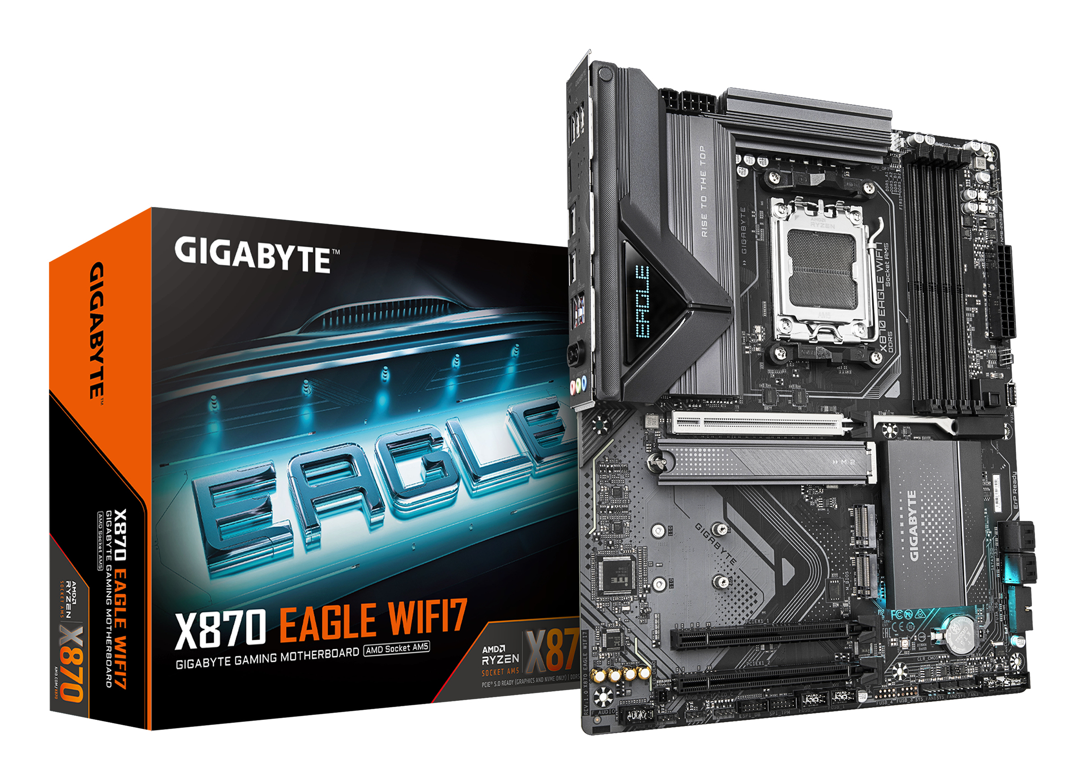 Motherboard AM5 ATX Gigabyte X870 EAGLE WIFI7, 256GB RAM DDR5 Max, 1 M.2 PCIe 5 + 2 M.2 PCIe 4, Wi-Fi 7 + BT 5.4