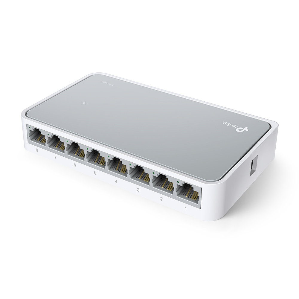 Switch 8 Puertos 10/100 p/Escritorio Tp-Link TL-SF1008D, Caja de Plastico, Color Balnco
