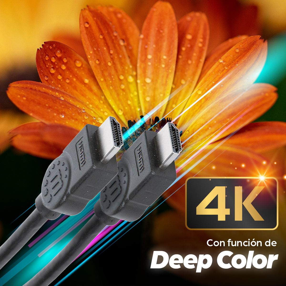 Cable de Video 1m HDMI a HDMI Manhattan 308816, Hasta 4K 30Hz, Chapado en Oro, Color Negro - imagen 4