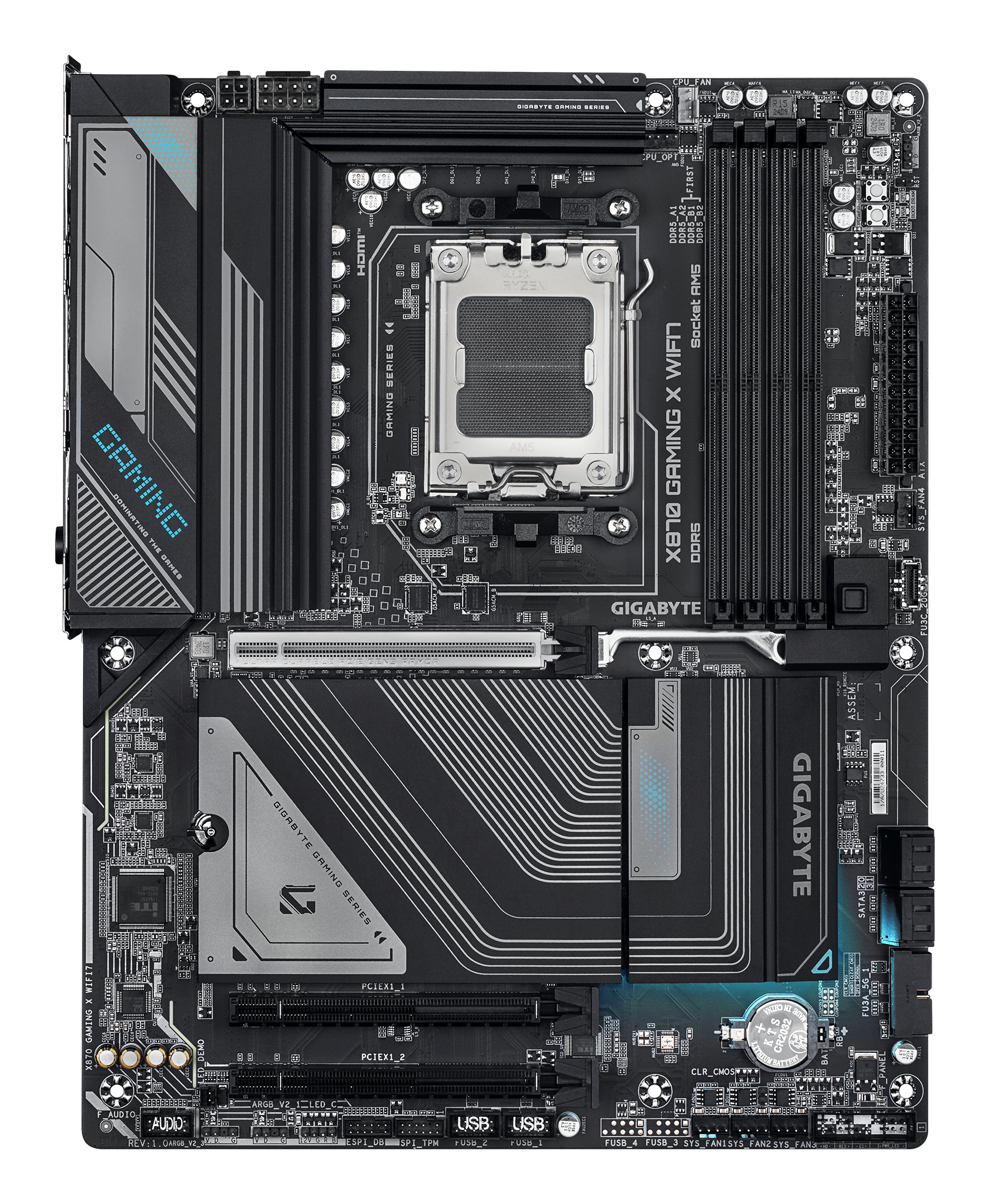 Motherboard AM5 ATX Gigabyte X870 GAMING X WIFI7, 256GB RAM DDR5 Max, 1 M.2 PCIe 5 + 2 M.2 PCIe 4, Wi-Fi 7 + BT 5.4