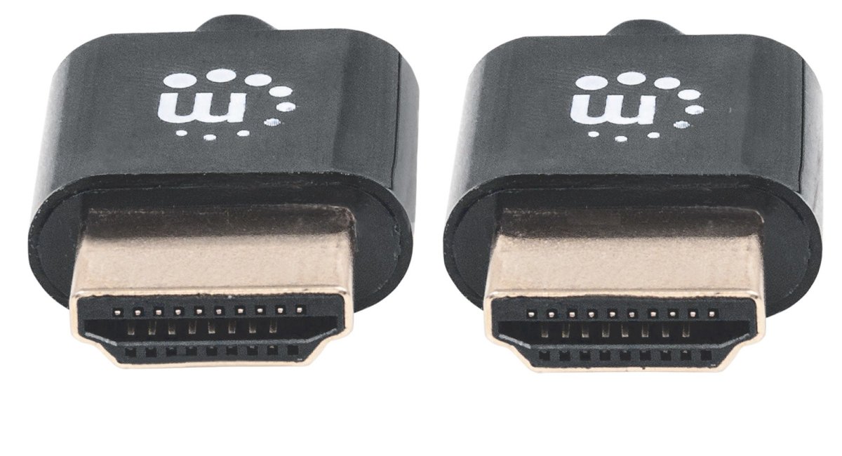 Cable de Video 1m HDMI a HDMI Manhattan 394352, 4K 60Hz, Cable Delgado, Chapado en Oro, Color Negro - imagen 4