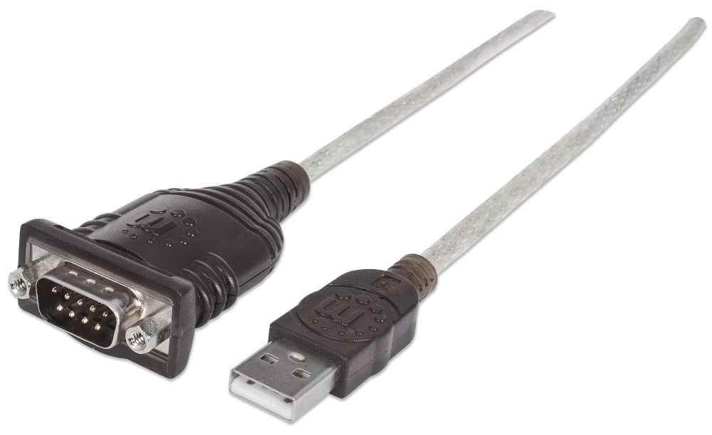Convertidor USB-A 2.0 a Serial DB9 Manhattan 151849, 1.8m, Plateado - imagen 1