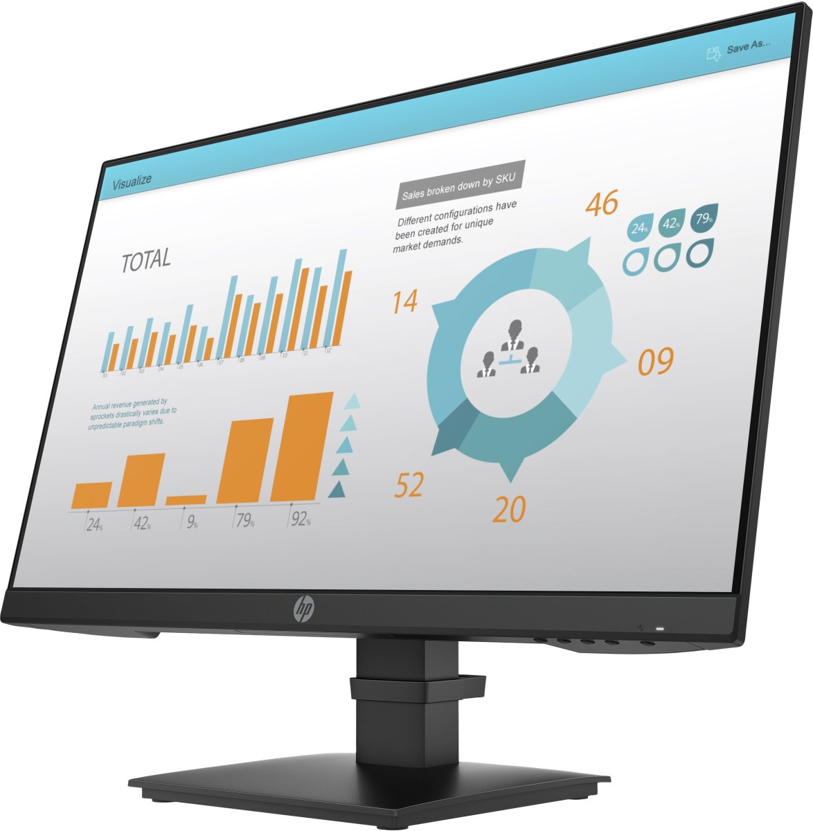 Monitor 24" 1920x1080 75Hz 5ms, HP P24 G4, Panel IPS, 1 VGA 1 DP 1 HDMI 4, VESA 100mm, Negro - imagen 2