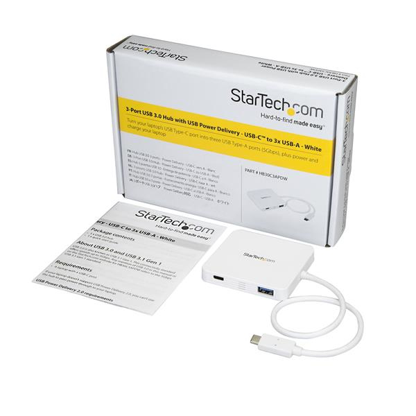 Hub USB-C Startech HB30C3APDW, 3x USB-A 3.0, 1x USB-C 3.1. Plástico, Color Blanco - imagen 5