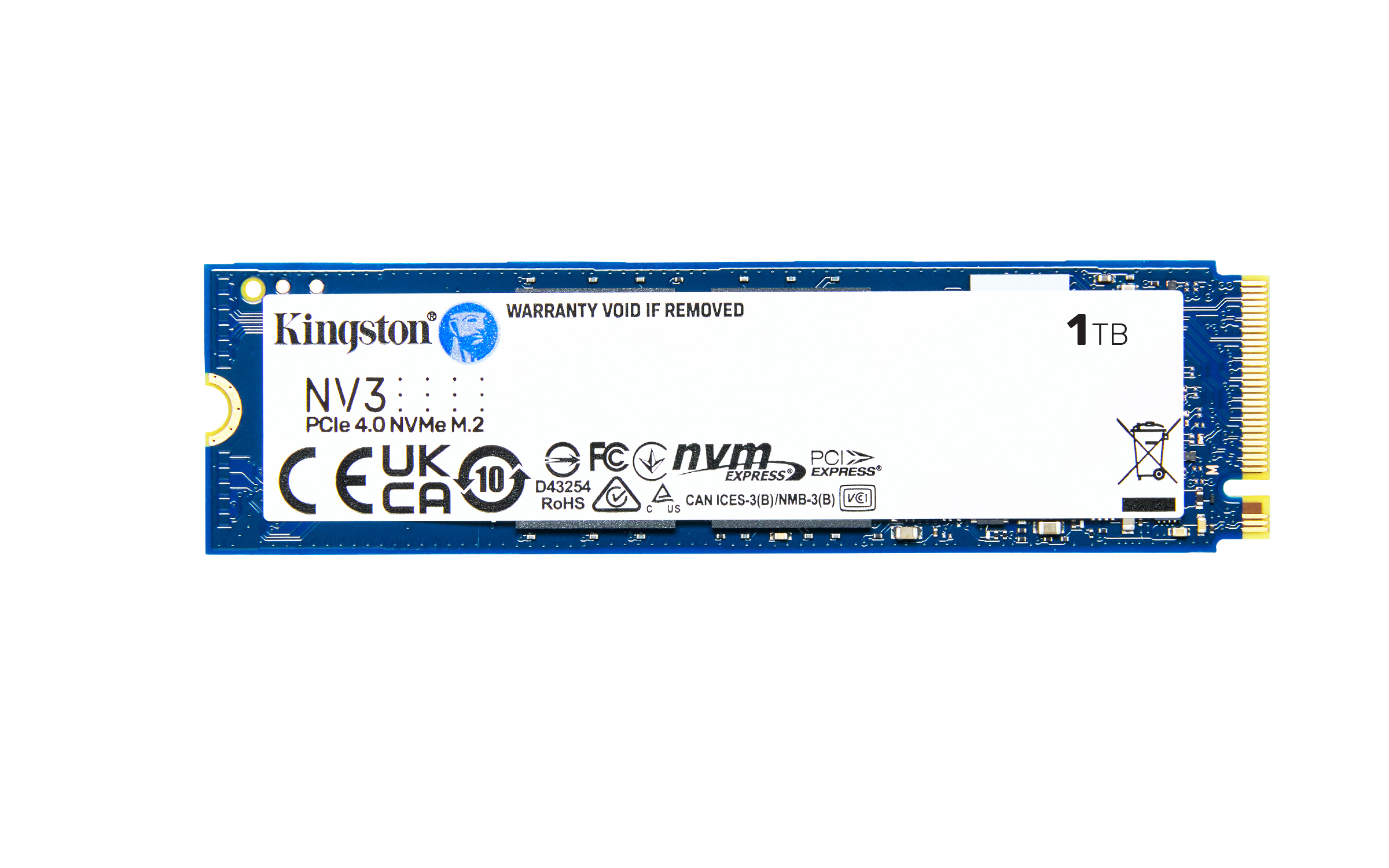 SSD M.2 NVMe PCIe 4 1TB Kingston NV3, Lectura 6000MB/s Escritura 4000MB/s. SNV3S/1000G