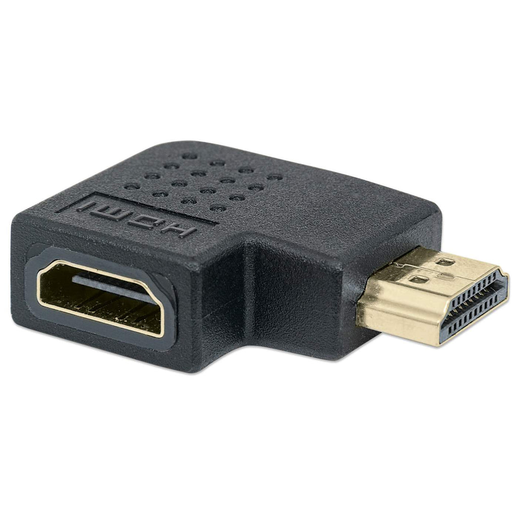 Adaptador de Video HDMI a HDMI Macho-Hembra Manhattan 353489, Angulo Izquierdo de 90 grados, Hasta 4K, Color Negro - imagen 1