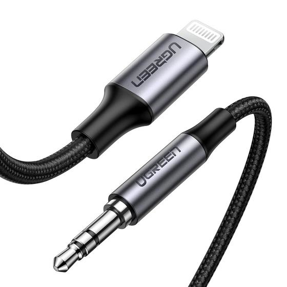 Cable de Audio Lightning a Auxiliar 3.5mm 1m Ugreen 70509, Certificacion Apple Mfi, Cubierta de Nylon Trenzado - imagen 1