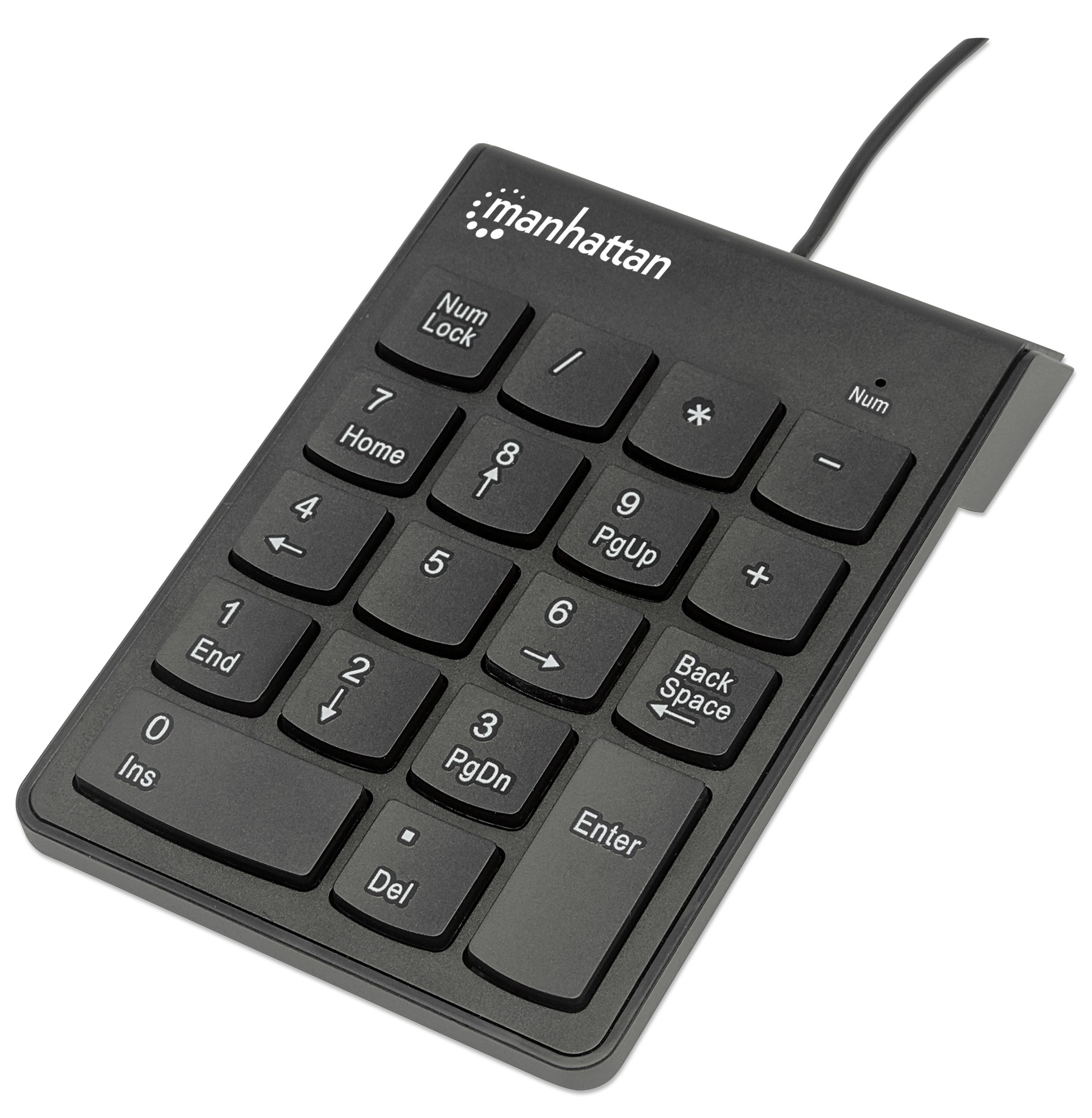 Teclado Numerico Alámbrico Manhattan 176354, USB-A, Color Negro