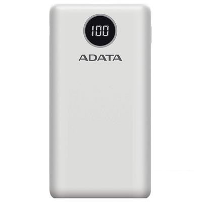 Bateria Portatil ADATA P20000QCCD 20,000mAh. Pantalla con muestra de carga, 2x USB-A + 1 USB-C. Color Blanco - imagen 1