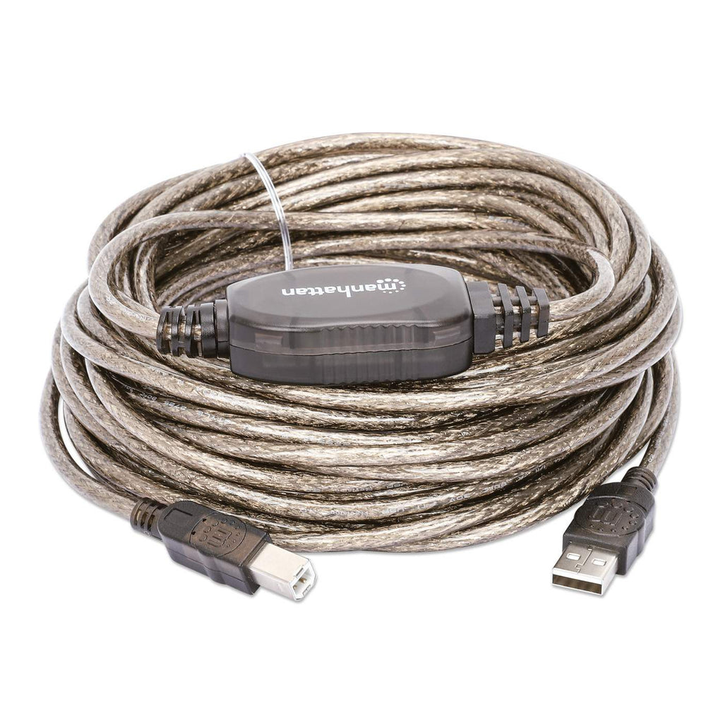 Extensión Activa USB-A 2.0 11m Manhattan 510424, 480Mbps Color Plata