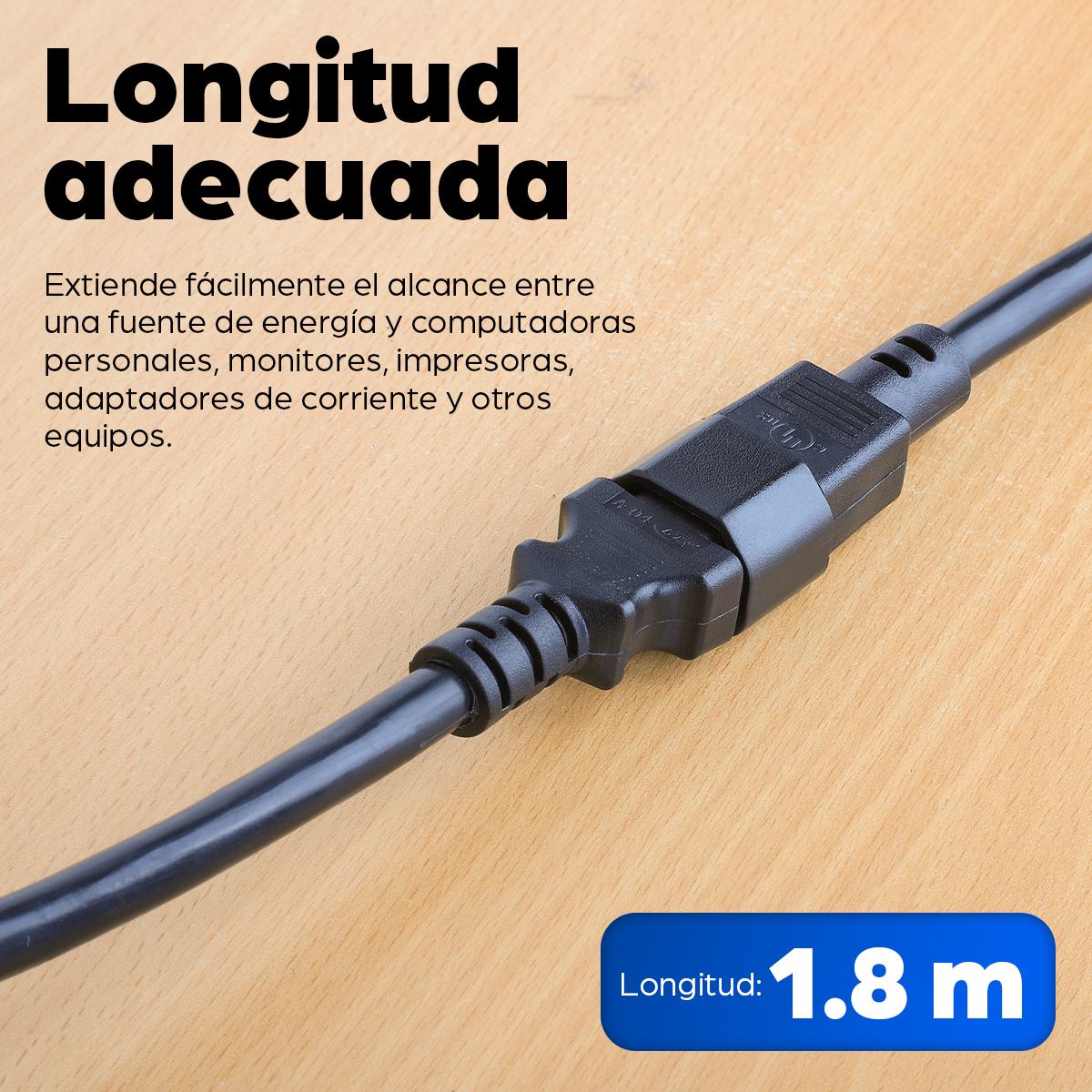 Cable de Corriente Manhattan 301152, C14 Macho a C13 Hembra (Monitor a CPU), 1.8m, Color Negro