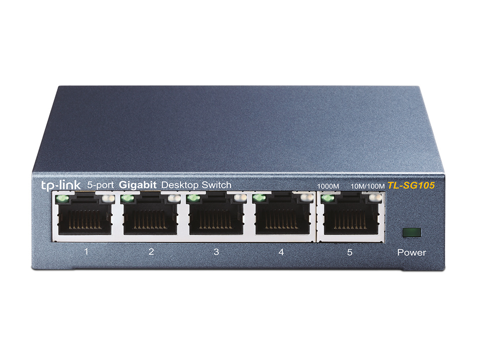 Switch 5 Puertos Gigabit p/Escritorio Tp-Link TL-SG105, Caja de Metal