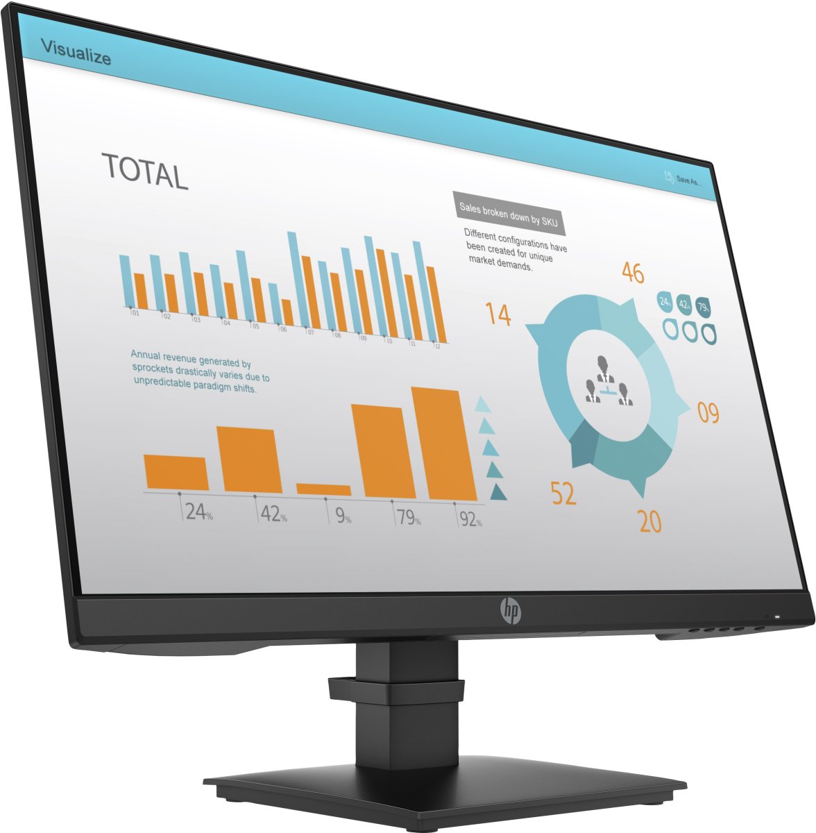 Monitor 24" 1920x1080 75Hz 5ms, HP P24 G4, Panel IPS, 1 VGA 1 DP 1 HDMI 4, VESA 100mm, Negro - imagen 3