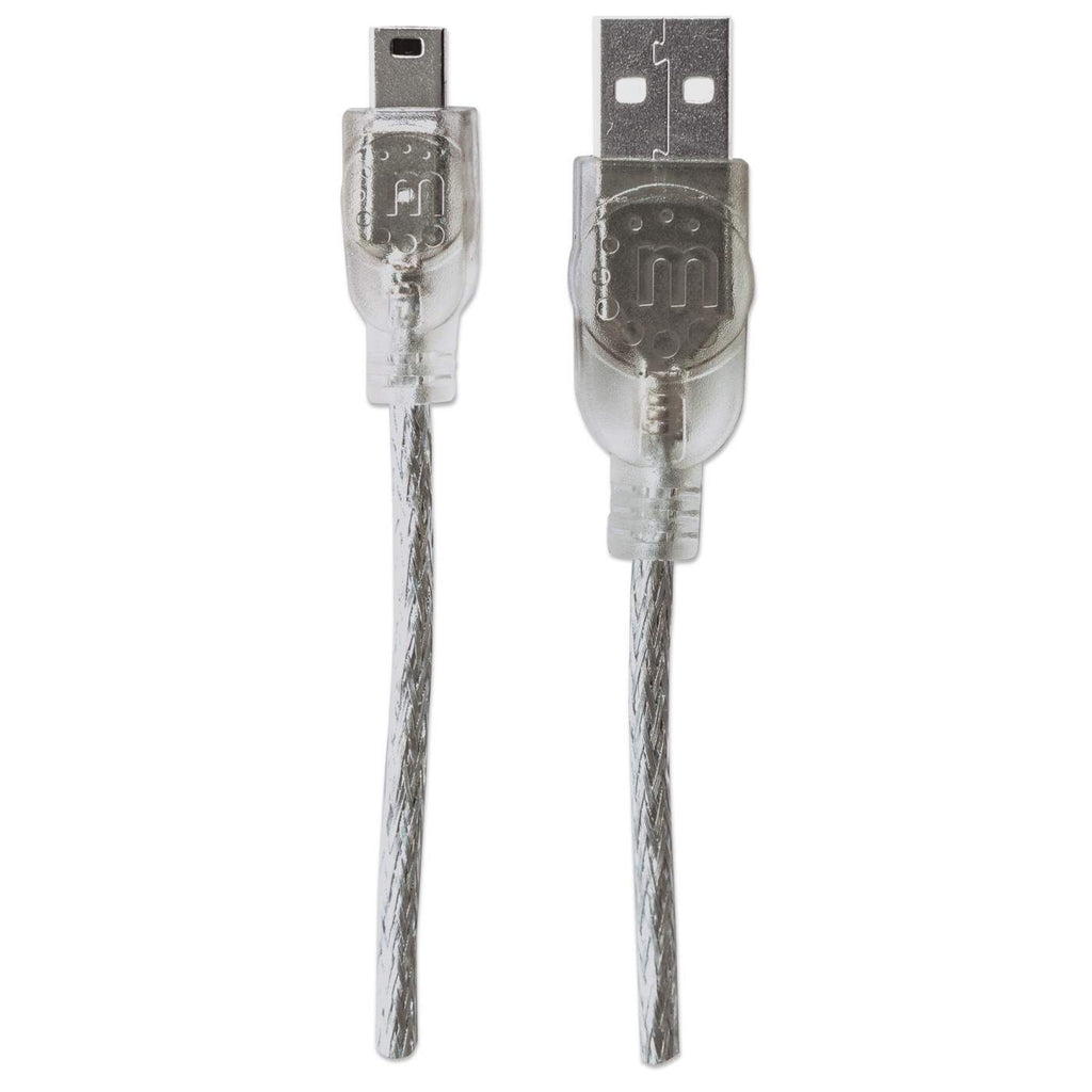 Cable USB-A 2.0 a Mini-USB B 1.8m Manhattan 333412, 480Mbps, Color Plata Translucido - imagen 3
