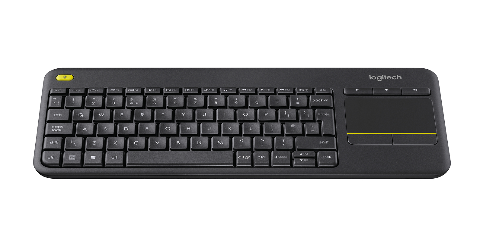 Teclado Inalámbrico Logitech K400 Plus, RF 2.4GHz, TouchPad, Color Negro, Ingles
