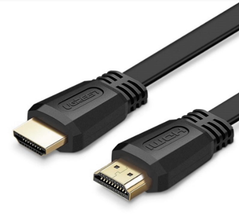 Cable de Video 1.5m HDMI a HDMI 2.0 Ugreen 50819, 4K 60Hz, Cable Plano, Chapado en Oro, Color Negro - imagen 1