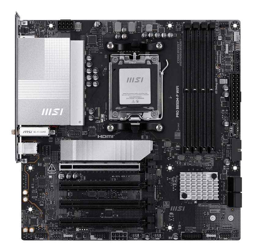 Motherboard AM5 Micro- ATX MSI PRO B850M-P WIFI, 256GB RAM DDR5 Max, 1 M.2 PCIe 5 + 1 M.2 PCIe 4, Wi-Fi 7 + BT 5.4 - imagen 2