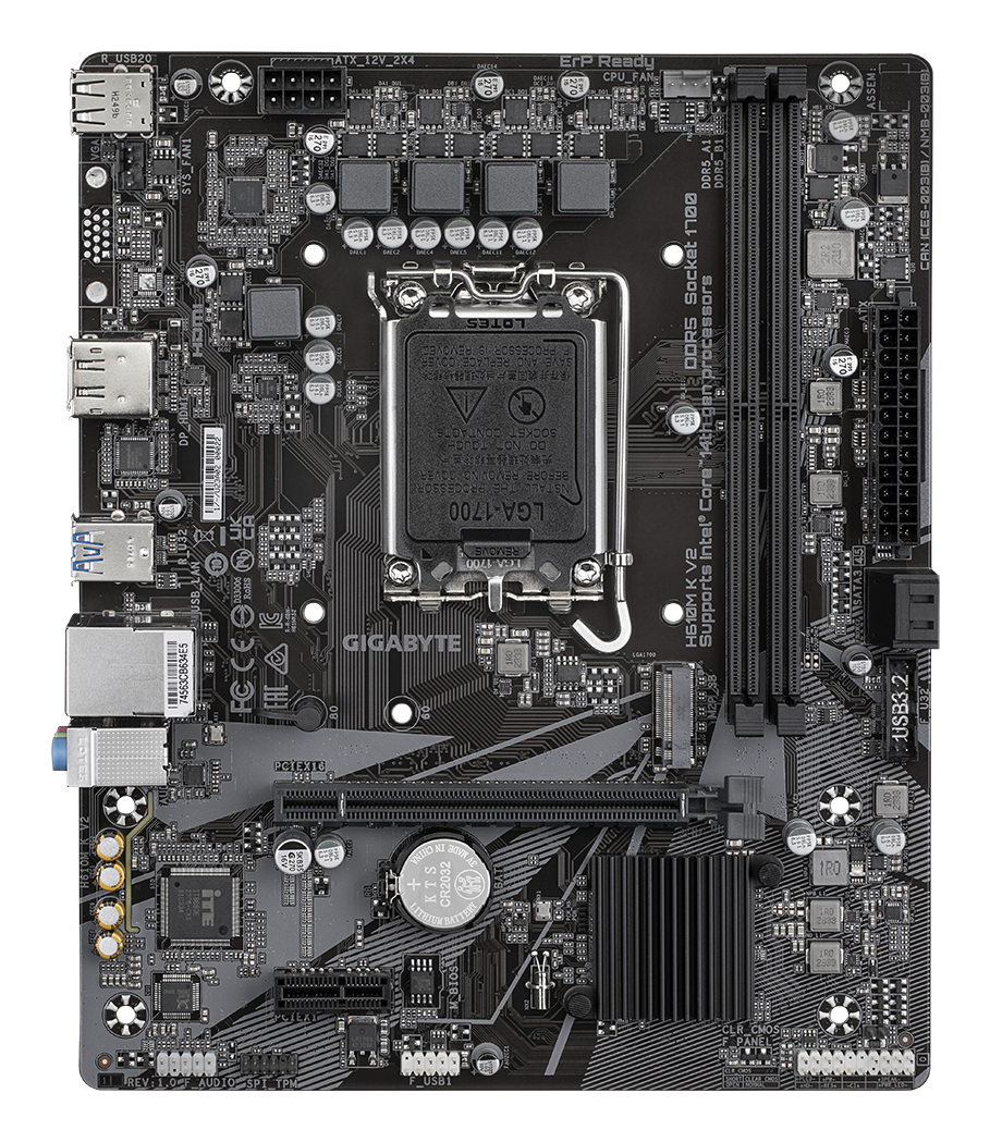 Motherboard LGA1700 Micro-ATX Gigabyte H610M K V2, 128GB RAM DDR5 Max, 1 M.2 PCIe 4