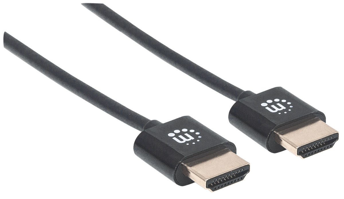 Cable de Video 1.8m HDMI a HDMI Manhattan 394369, 4K 60Hz, Cable Delgado, Chapado en Oro, Color Negro - imagen 2