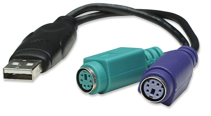 Convertidor USB-A a 2x PS/2 15cm Manhattan 179027, USB 1.1 Compatible USB 2.0, Color Negro - imagen 1